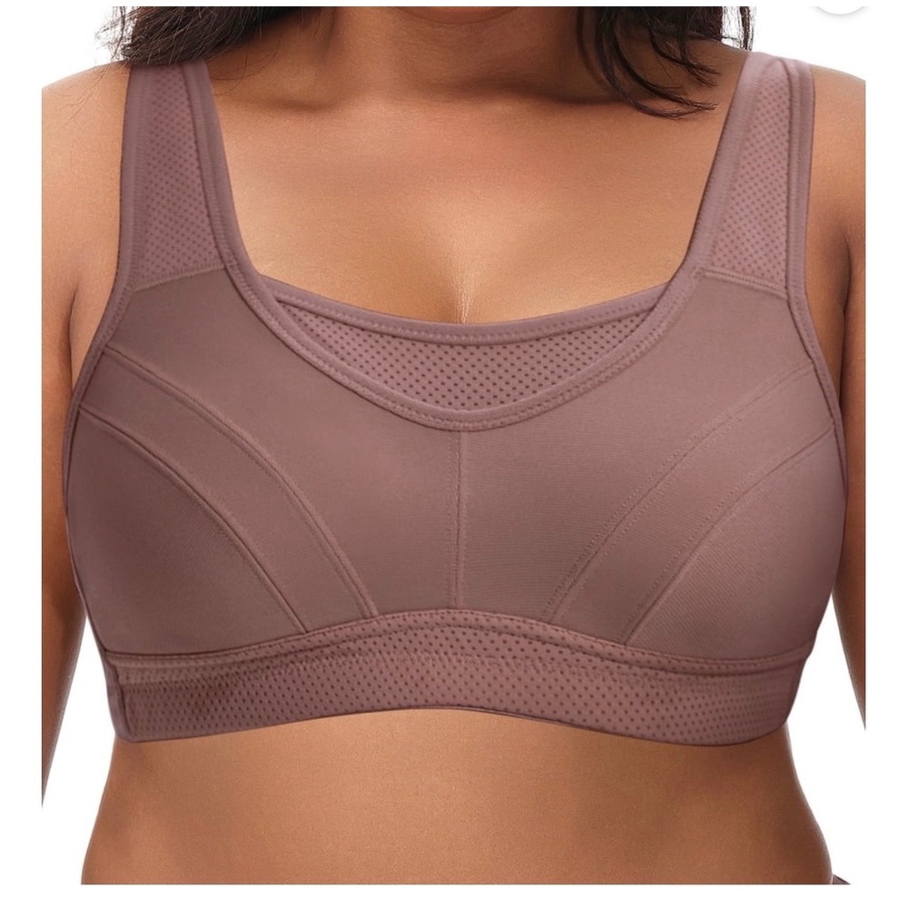 Deyllo Women's Sports Bra High Impact Full‎ Support No pad Wireless Workout 36D